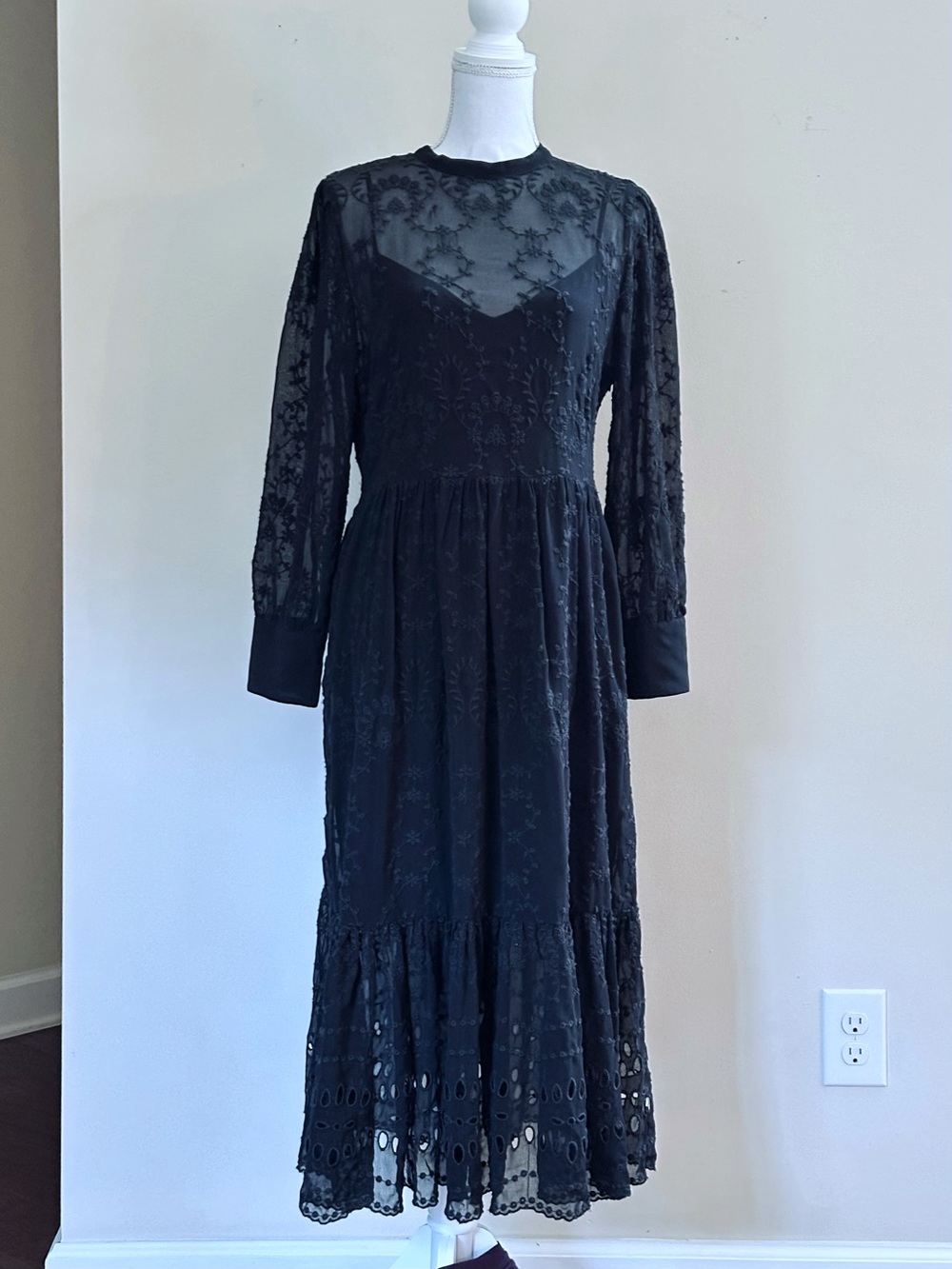 J.Crew Embroidered Sheer Midi Dress – Size 6